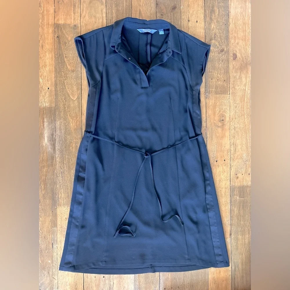 💖5 for $50💖SIMPLY VERA WANG Navy Blue Mini Shirt Dress Collard Belted Lined